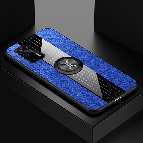 Ultra-thin Silicone Gel Soft Case Cover with Magnetic Finger Ring Stand X01L for Realme GT Neo 5G Blue