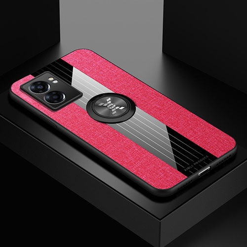 Ultra-thin Silicone Gel Soft Case Cover with Magnetic Finger Ring Stand X01L for Realme V23i 5G Red