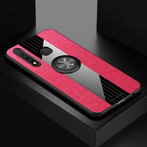 Ultra-thin Silicone Gel Soft Case Cover with Magnetic Finger Ring Stand X01L for Vivo Y5s Red