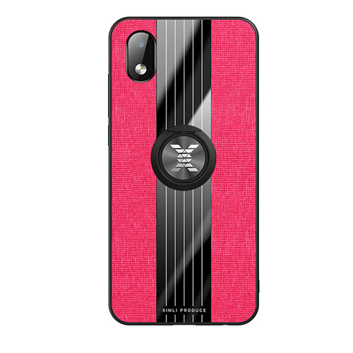 Ultra-thin Silicone Gel Soft Case Cover with Magnetic Finger Ring Stand X02L for Samsung Galaxy M01 Core Red