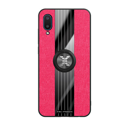 Ultra-thin Silicone Gel Soft Case Cover with Magnetic Finger Ring Stand X02L for Samsung Galaxy M02 Red