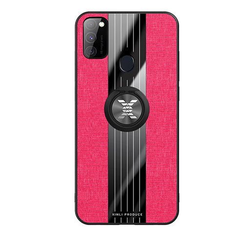 Ultra-thin Silicone Gel Soft Case Cover with Magnetic Finger Ring Stand X02L for Samsung Galaxy M30s Red