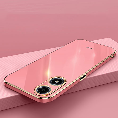 Ultra-thin Silicone Gel Soft Case Cover with Magnetic Finger Ring Stand X03L for Oppo A2x 5G Hot Pink