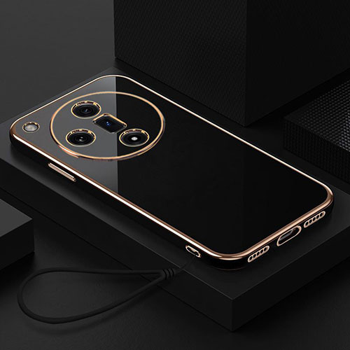 Ultra-thin Silicone Gel Soft Case Cover with Magnetic Finger Ring Stand X03L for Oppo Find X7 5G Black