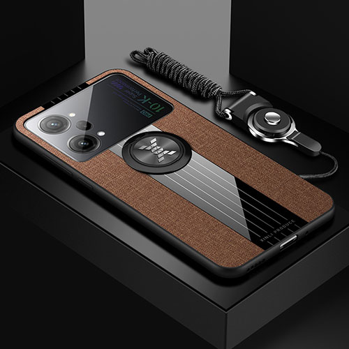 Ultra-thin Silicone Gel Soft Case Cover with Magnetic Finger Ring Stand X03L for Oppo K10 Pro 5G Brown