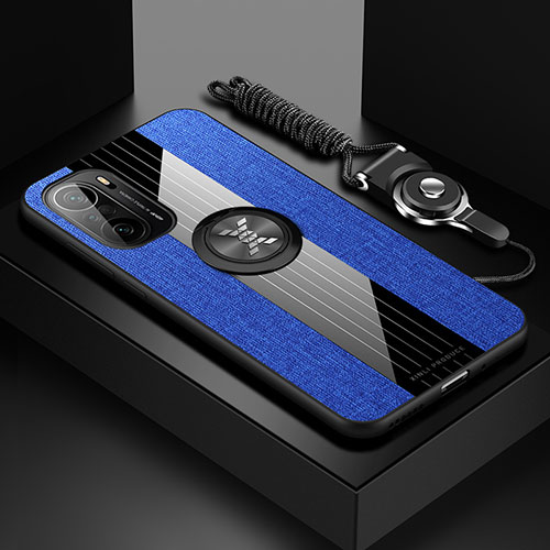 Ultra-thin Silicone Gel Soft Case Cover with Magnetic Finger Ring Stand X03L for Xiaomi Mi 11X 5G Blue