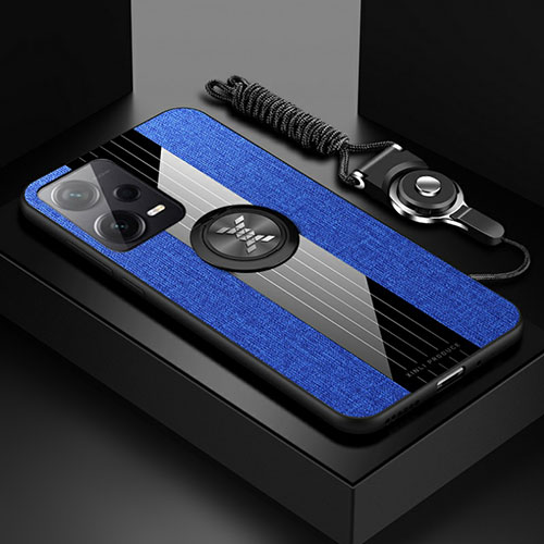 Ultra-thin Silicone Gel Soft Case Cover with Magnetic Finger Ring Stand X03L for Xiaomi Poco X5 5G Blue