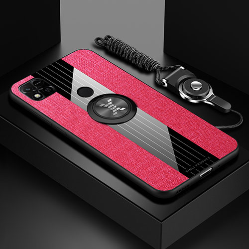 Ultra-thin Silicone Gel Soft Case Cover with Magnetic Finger Ring Stand X03L for Xiaomi Redmi 10A 4G Red