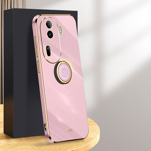 Ultra-thin Silicone Gel Soft Case Cover with Magnetic Finger Ring Stand XL1 for Oppo Reno11 Pro 5G Clove Purple