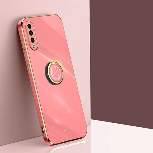 Ultra-thin Silicone Gel Soft Case Cover with Magnetic Finger Ring Stand XL1 for Samsung Galaxy A30S Hot Pink