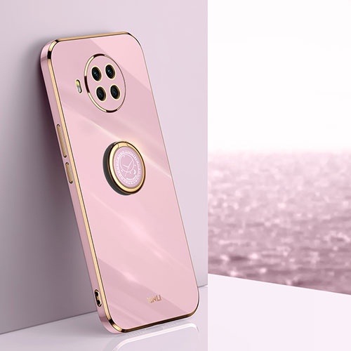 Ultra-thin Silicone Gel Soft Case Cover with Magnetic Finger Ring Stand XL1 for Xiaomi Mi 10i 5G Pink