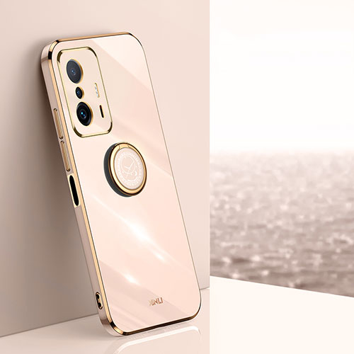 Ultra-thin Silicone Gel Soft Case Cover with Magnetic Finger Ring Stand XL1 for Xiaomi Mi 11T 5G Gold