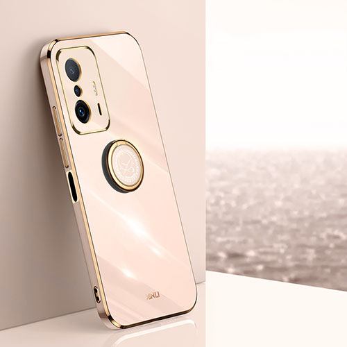 Ultra-thin Silicone Gel Soft Case Cover with Magnetic Finger Ring Stand XL1 for Xiaomi Mi 11T Pro 5G Gold