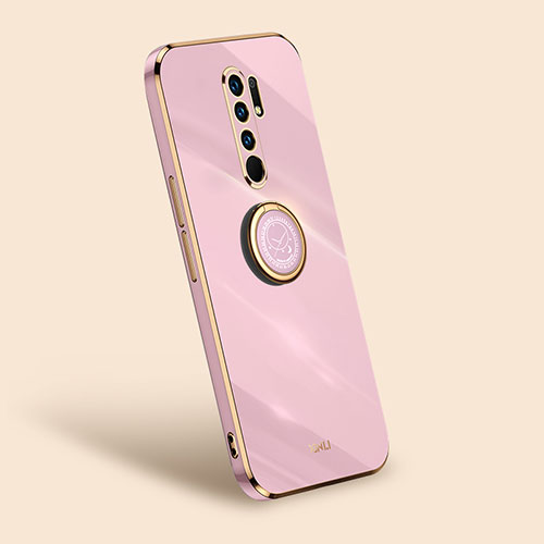 Ultra-thin Silicone Gel Soft Case Cover with Magnetic Finger Ring Stand XL1 for Xiaomi Poco M2 Pink