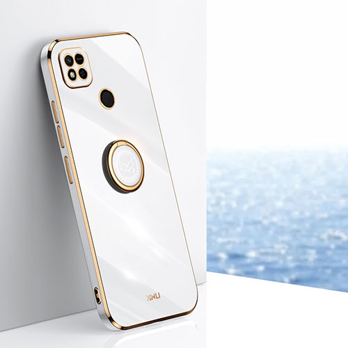 Ultra-thin Silicone Gel Soft Case Cover with Magnetic Finger Ring Stand XL1 for Xiaomi Redmi 9 Activ White