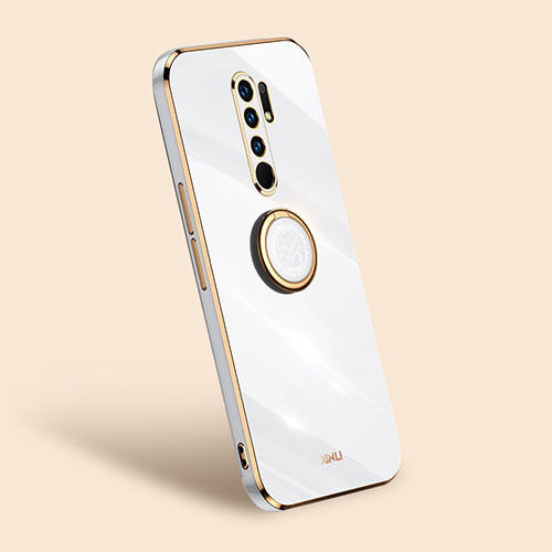 Ultra-thin Silicone Gel Soft Case Cover with Magnetic Finger Ring Stand XL1 for Xiaomi Redmi 9 White