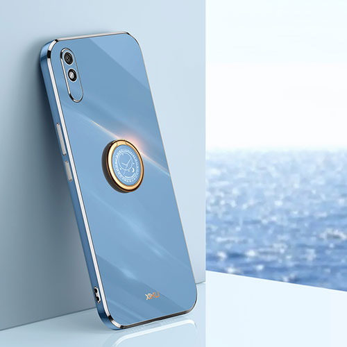 Ultra-thin Silicone Gel Soft Case Cover with Magnetic Finger Ring Stand XL1 for Xiaomi Redmi 9A Blue