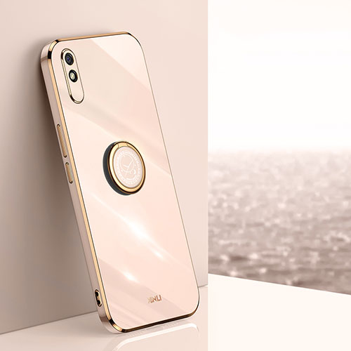 Ultra-thin Silicone Gel Soft Case Cover with Magnetic Finger Ring Stand XL1 for Xiaomi Redmi 9i Gold