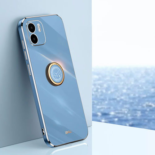 Ultra-thin Silicone Gel Soft Case Cover with Magnetic Finger Ring Stand XL1 for Xiaomi Redmi A2 Plus Blue