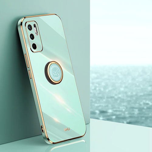 Ultra-thin Silicone Gel Soft Case Cover with Magnetic Finger Ring Stand XL1 for Xiaomi Redmi Note 10T 5G Green