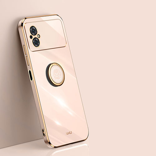 Ultra-thin Silicone Gel Soft Case Cover with Magnetic Finger Ring Stand XL1 for Xiaomi Redmi Note 11R 5G Gold