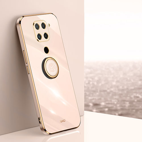 Ultra-thin Silicone Gel Soft Case Cover with Magnetic Finger Ring Stand XL1 for Xiaomi Redmi Note 9 Gold