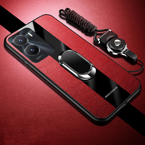 Ultra-thin Silicone Gel Soft Case Cover with Magnetic Finger Ring Stand Z01 for Vivo iQOO Z7 5G Red