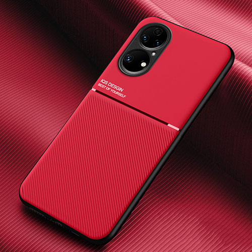 Ultra-thin Silicone Gel Soft Case Cover with Magnetic for Huawei P50 Red