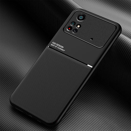 Ultra-thin Silicone Gel Soft Case Cover with Magnetic for Xiaomi Poco M4 Pro 4G Black