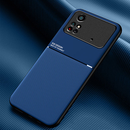 Ultra-thin Silicone Gel Soft Case Cover with Magnetic for Xiaomi Poco M4 Pro 4G Blue