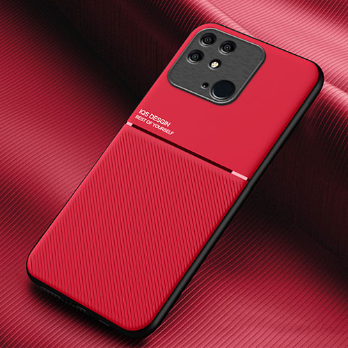 Ultra-thin Silicone Gel Soft Case Cover with Magnetic for Xiaomi Redmi 10C 4G Red