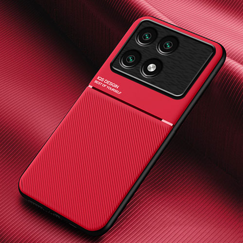 Ultra-thin Silicone Gel Soft Case Cover with Magnetic for Xiaomi Redmi K70 5G Red