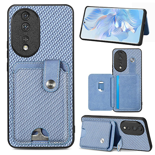 Ultra-thin Silicone Gel Soft Case Cover with Magnetic S01D for Huawei Honor 80 5G Blue