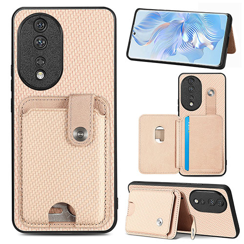 Ultra-thin Silicone Gel Soft Case Cover with Magnetic S01D for Huawei Honor 80 5G Gold