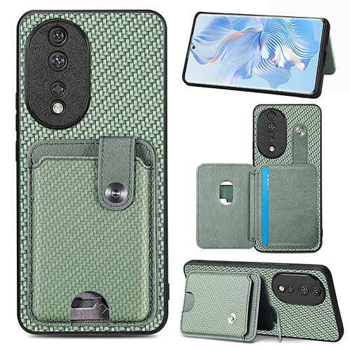 Ultra-thin Silicone Gel Soft Case Cover with Magnetic S01D for Huawei Honor 80 5G Green