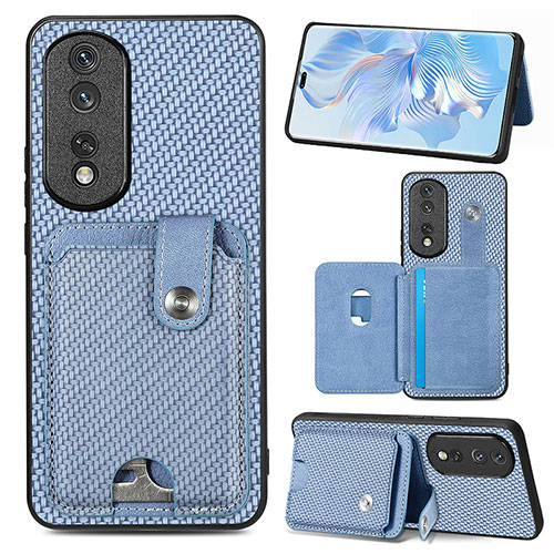 Ultra-thin Silicone Gel Soft Case Cover with Magnetic S01D for Huawei Honor 80 Pro 5G Blue