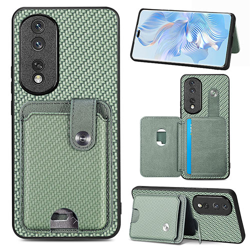 Ultra-thin Silicone Gel Soft Case Cover with Magnetic S01D for Huawei Honor 80 Pro 5G Green