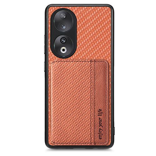 Ultra-thin Silicone Gel Soft Case Cover with Magnetic S01D for Huawei Honor 90 5G Brown