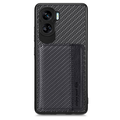 Ultra-thin Silicone Gel Soft Case Cover with Magnetic S01D for Huawei Honor 90 Lite 5G Black