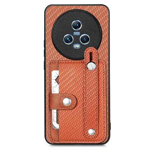 Ultra-thin Silicone Gel Soft Case Cover with Magnetic S01D for Huawei Honor Magic5 5G Brown