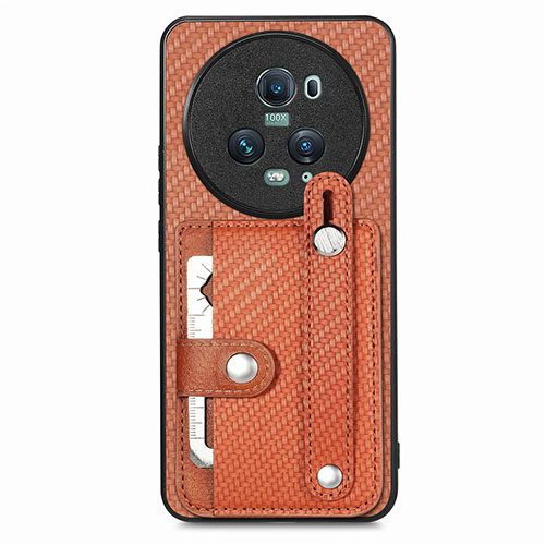 Ultra-thin Silicone Gel Soft Case Cover with Magnetic S01D for Huawei Honor Magic5 Pro 5G Brown