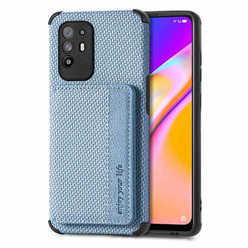 Ultra-thin Silicone Gel Soft Case Cover with Magnetic S01D for Oppo F19 Pro+ Plus 5G Blue