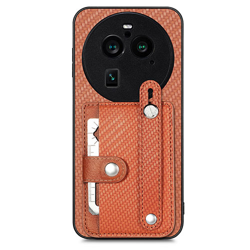 Ultra-thin Silicone Gel Soft Case Cover with Magnetic S01D for Oppo Find X6 Pro 5G Brown