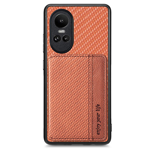 Ultra-thin Silicone Gel Soft Case Cover with Magnetic S01D for Oppo Reno10 5G Brown