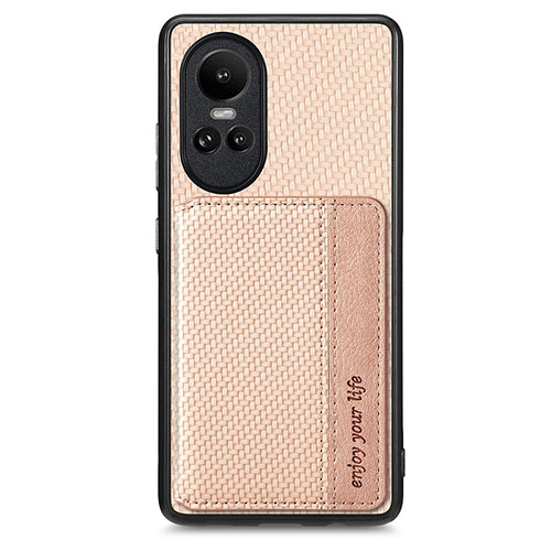 Ultra-thin Silicone Gel Soft Case Cover with Magnetic S01D for Oppo Reno10 5G Gold