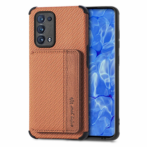 Ultra-thin Silicone Gel Soft Case Cover with Magnetic S01D for Oppo Reno6 Pro+ Plus 5G Brown