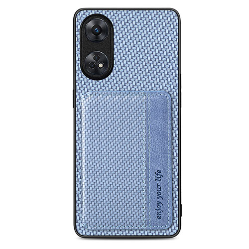 Ultra-thin Silicone Gel Soft Case Cover with Magnetic S01D for Oppo Reno8 T 4G Blue
