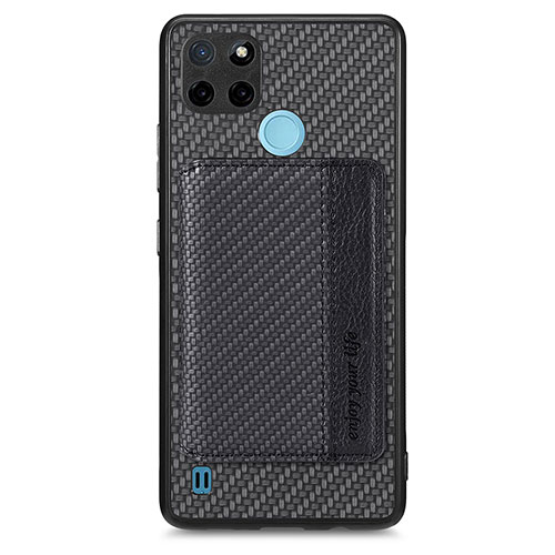 Ultra-thin Silicone Gel Soft Case Cover with Magnetic S01D for Realme C21Y Black