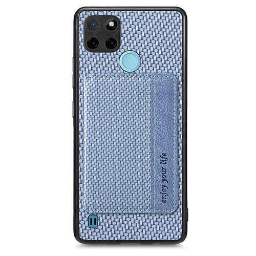 Ultra-thin Silicone Gel Soft Case Cover with Magnetic S01D for Realme C25Y India Blue