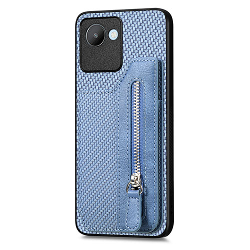 Ultra-thin Silicone Gel Soft Case Cover with Magnetic S01D for Realme C30 Blue